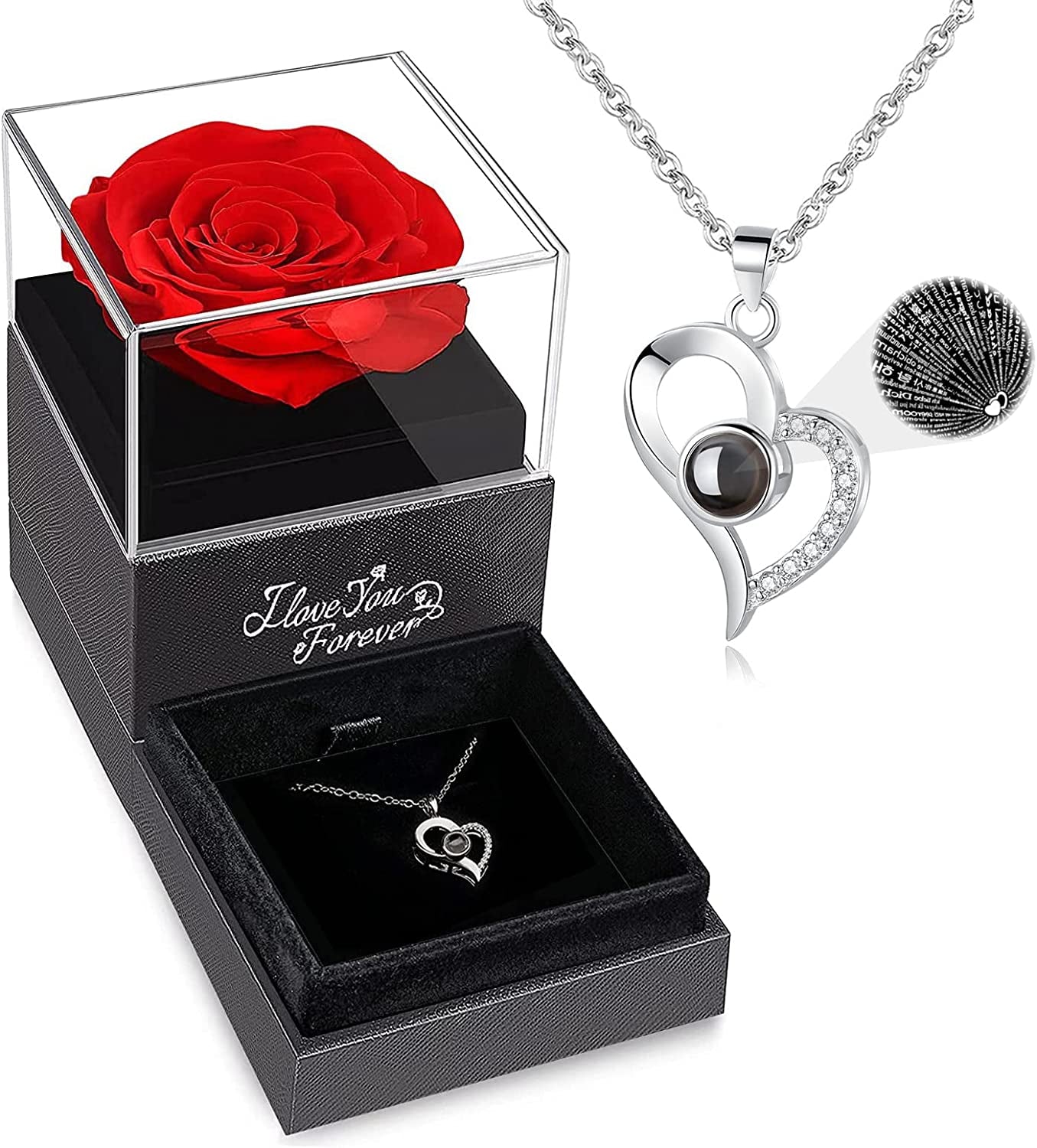 Real Rose With I Love you Necklace